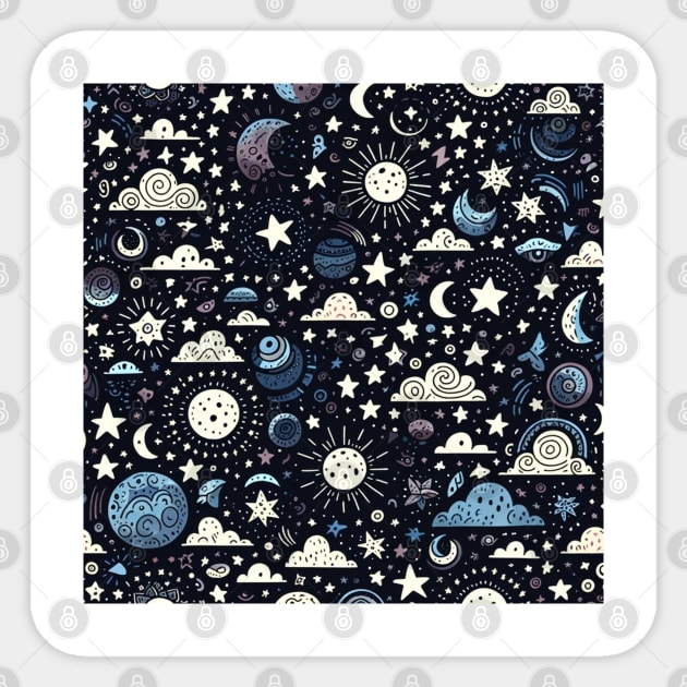 Celestial Night: A Dreamy Night Sky Sticker by GracePaigePlaza